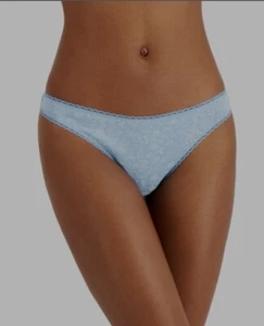  Charter Club Everyday Damen-Tanga Baumwolle Spitzenbesatz blau kleiner Umriss Blumenmuster - Bild 1 von 2