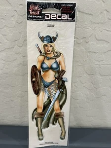 NEW LETHAL THREAT Viking Babe Pin-Up Decal Sticker 3"x10” LT00506 New Old Stock - Picture 1 of 2