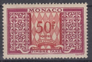 MONACO : TIMBRE TAXE 50 F N° 38A NEUF * GOMME TRACE DE CHARNIERE - Picture 1 of 2
