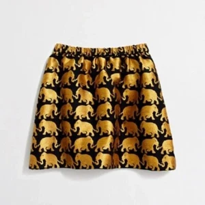 Excellent condition J Crew crewcuts Gold Jacquard Elephant Print Skirt Size 14 - Picture 1 of 10