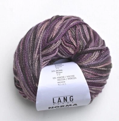 NEW 1 Yarn Cake Lang Yarns Norma Color Cotton Modal Viscose Blend Color 6 Purple - Image 1 of 4