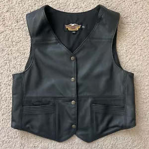 Chaleco Harley Davidson Cuero Genuino Bordado Talla Grande - Imagen 1 de 7