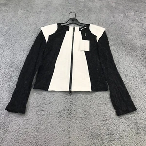 ALEXIS Jacket Womens Medium Dwaine Structured Jacket Full Zip White Black Blazer - Picture 1 of 14