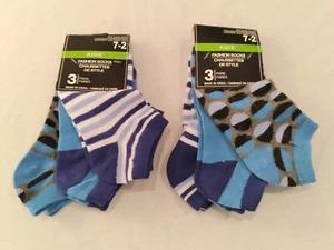 BOY'S Assorted ANKLE SOCKS Lot of 6 Pairs Asst'd Blue - Fit Shoe Size 7-2 - NEW! - Picture 1 of 7