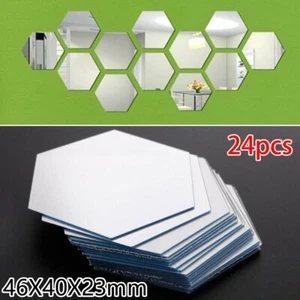 24 X Hexagon Spiegel Wandspiegel Selbstklebend Spiegelfliesen Wand Dekoration - Bild 1 von 12