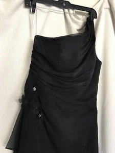 Da Vinci Vintage Sleeveless Formal Party Black Dress Lined Size 14 One Strap - Picture 1 of 13