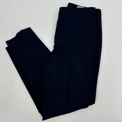 Pantalones Reiss Para Mujer 2 Azul Marino Cónicos Ajustados Tobillo Recortados Texturizados Vestido Oficina Foto 1 de 4