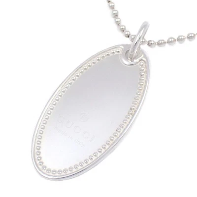 Collar Gucci Plata 925 Placa Ovalada Bola Cadena 51cm Usado De Japón Foto 1 de 4