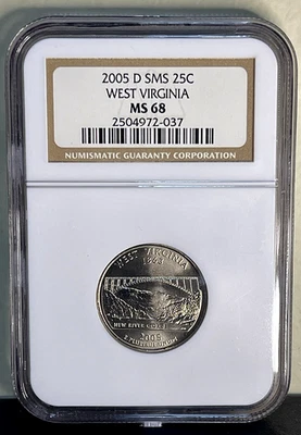 2005-D 25C West Virginia NGC MS69 (Satin Finish) - Washington 50 States Quarters - Image 1 of 2