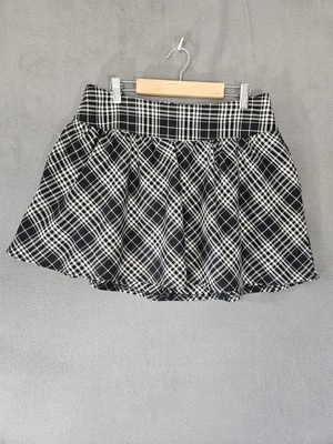 Vintage 90s Wet Seal Mall Goth Mini Skirt Black Plaid USA Made Size Large  - Image 1 of 4
