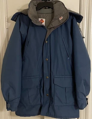 Chaqueta Columbia De Colección Para Hombre Grande Azul Goretex Con Capucha Impermeable Lluvia Caza Foto 1 de 4