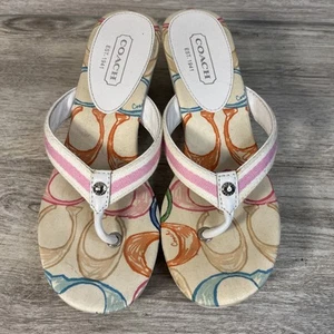Women's Coach Felicite Signature Thong Wedge Platform Sandal 6.5 M - Picture 1 of 9