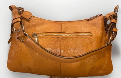 S-ZONE Genuine Pebbled Leather Satchel Shoulder Bag Handbag Brown Purse - Image 1 of 4