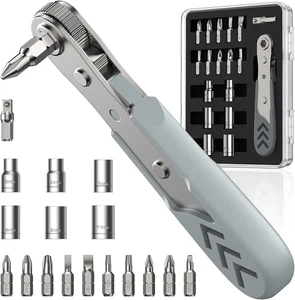 17in1 Right Angle Ratcheting Screwdriver Set, [Bearing Steel] 36-Tooth Mini Ratc - Picture 1 of 12