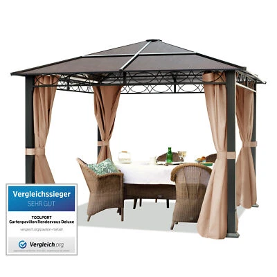 Alu Gartenpavillon 3x3 m Luxus Pavillon Hardtop festes Dach Partyzelt Gazebo - Bild 1 von 4