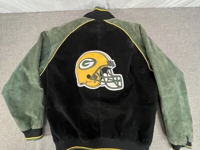 Jaqueta de couro de camurça Green Bay Packers vestuário masculino NFL GIII zíper completo LG - Imagem 1 de 4