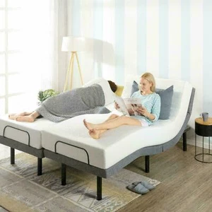 Adjustable Split King Electric Bed Frame Bases + 14" MATTRESSES 2 Remote Medical - Picture 1 of 8