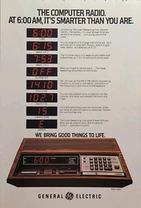 Radio para computadora General Electric modelo 7-4880 madera vintage anuncio impreso 1979 - Imagen 1 de 4