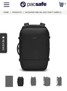 Pacsafe Vibe 40L Anti-Theft Carry-On Backpack - Rucksack Bag - Picture 1 of 10