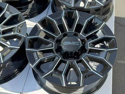 Juego de 4 llantas 22" 22x9 8x180 GMC Sierra 2500 HD 3500 2500HD negro brillante Foto 1 de 4