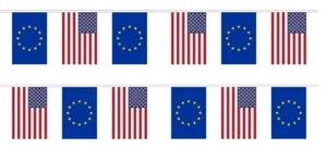 EUROPEAN UNION EU AND USA 9 METRE BUNTING 30 FLAGS flag 22cm x 15cm - Picture 1 of 1