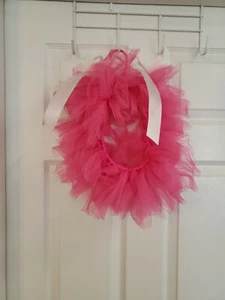 Handmade Toddler Girl Pink Tulle Tutu Skirt W/White Ribbon One-Size - Picture 1 of 3