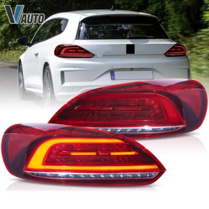 Pair LED Tail Lights For VW Scirocco MK3 2009-2014 DRL w/Dynamic Red Rear Lamps - Picture 1 of 15