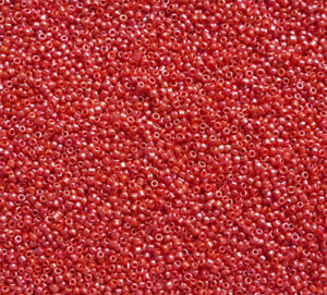 40g opaque lustred glass seed beads, orange, for jewellery, embroidery etc