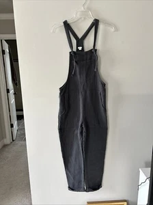 Aerie Lightweight Gauze Rolled Leg Women's Gray Crop Lounge Overall XS - Picture 1 of 14