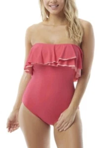 Coco Reef Women's Contours Ruffled Strapless Tummy-Control Swimsuit Size 12/36D - Picture 1 of 9