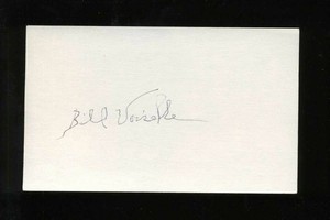 BILL VOISELLE Signed 3x5 Index Card (d.2005) Giants Braves Cubs Autograph