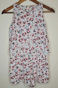 Justice Girls Floral Sleeveless Romper Lace Soft Flowy White Red Blue 10 - Picture 1 of 9