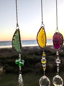 SET of 3 Suncatchers with protective and healing properties of agate & crystals - Picture 1 of 12