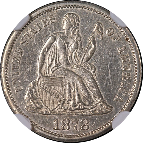 1878-CC Seated Liberty Dime NGC AU Details Nice Eye Appeal Strong Strike Cover
