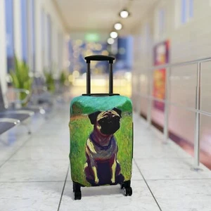 Cubierta de equipaje para retrato de perro Pug protege el equipaje de arañazos desagradables - Imagen 1 de 13