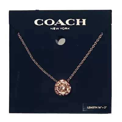 Collar Coach Círculo Abierto Piedra Hilo Tono Oro Rosa $88 Foto 1 de 2