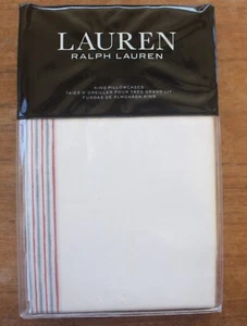 Funda de almohada Ralph Lauren Marley a rayas KING crema NUEVA $85 - Imagen 1 de 4