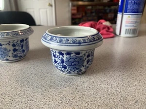 Asiatische königsblaue Blumen Keramik Schale gemarkt - Bild 1 von 7