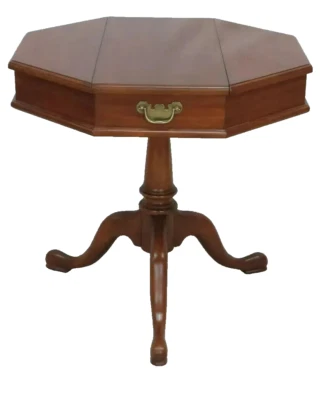 Henkel Harris Jefferson Black Cherry Octagon Flip Top Pedestal Center Side Table - Image 1 of 4