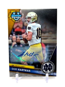 Sam Hartman 2023 Bowman Chrome U AUTO Notre Dame Rookie RC NCAA - Picture 1 of 10