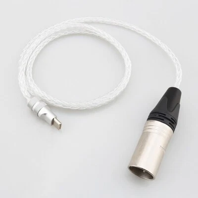 8 Cores Pure Silver USB Type C Male To 4 Pin XLR Male Adapter HI-end Audio Cable - Image 1 of 4