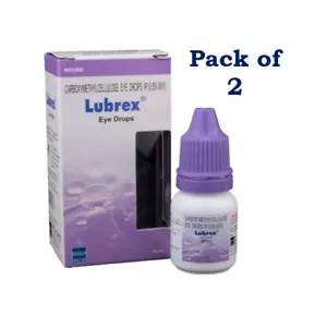 Lubrex - Bottle of 10 ml Eye Drops Relief from Burning and Discomfort Pack of 2 - Picture 1 of 7