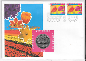 NIEDERLANDE 1 ECU 1996 X#212 Frühlingsblumen numismatische Abdeckung mit Stempeln. B6