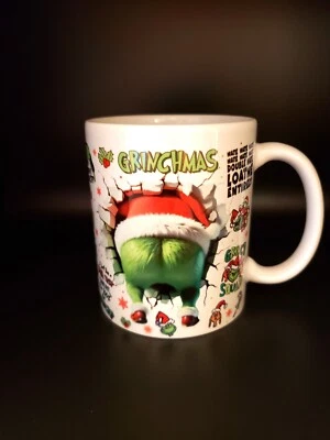 Divertida taza sarcástica de café Santa Grinch 11 oz blanca taza cerámica Foto 1 de 3