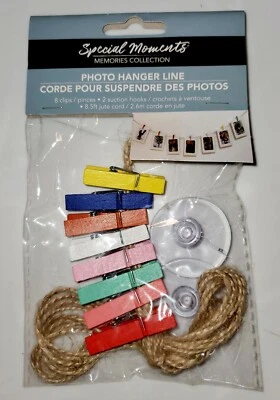 SPECIAL MOMENTS RUSTIC TWINE AND CLOTHES PIN PHOTO HANGER LINES, 8.5 ft. - Image 1 of 2