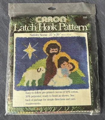 Caron Latch Hook Pattern #3095 NATIVITY SCENE 27"x20" Pre-Printed Canvas - Image 1 of 3