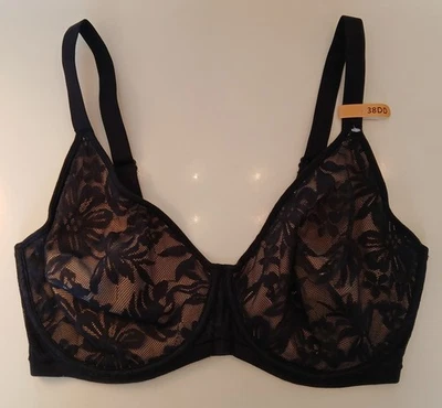 Sujetador Bali 38DD Breathe Negro Encaje Transpirable Inalámbrico 7590 Forrado Con Aros  Foto 1 de 4