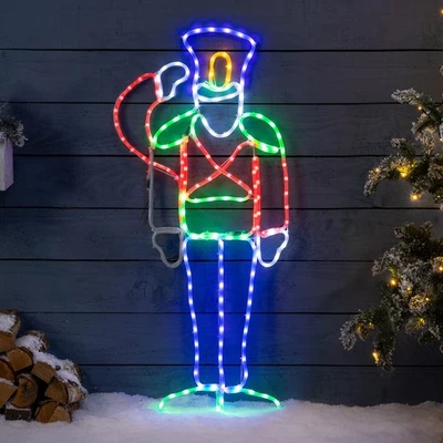 Nutcracker Rope Light Outdoor Christmas Decoration LED Xmas Silhouette 116cm - Image 1 of 4