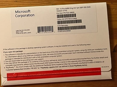 Microsoft Windows 10 Pro -64-bit Eng Intl 1 pk DSP OEI DVD - Image 1 of 2