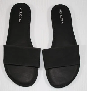 Volcom Women's Simple Slides Open Toe Sandals Size 8 Black suede Band - Picture 1 of 6